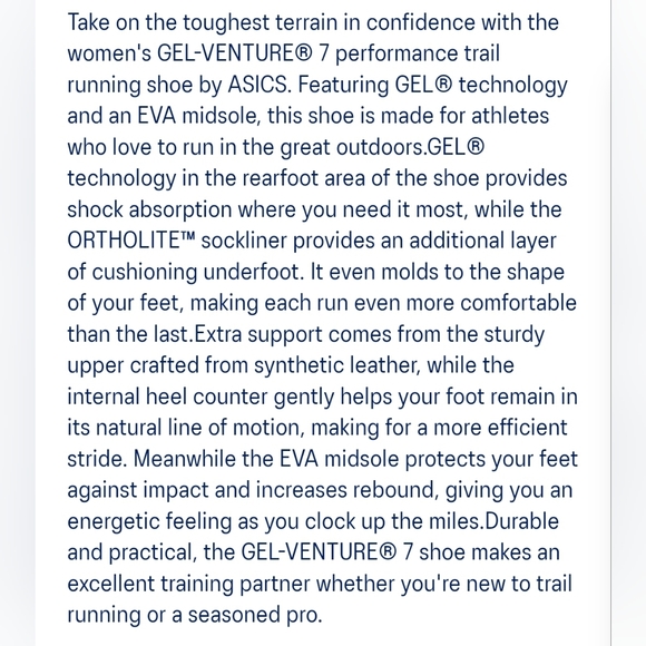 Asics Gel Venture 7 Running Hiking Shoes Size 9.5 Women's - Picture 9 of 9